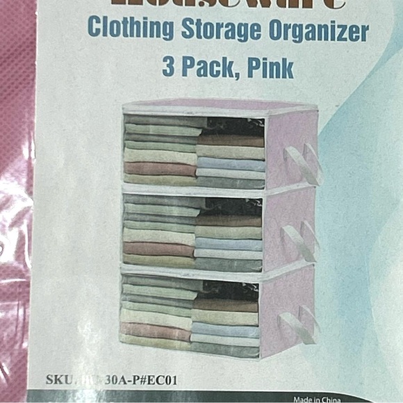 SimpleHouseware Clothes Storage Bags Organizer, Pink, (Set of 3) New Unopened - Picture 4 of 5